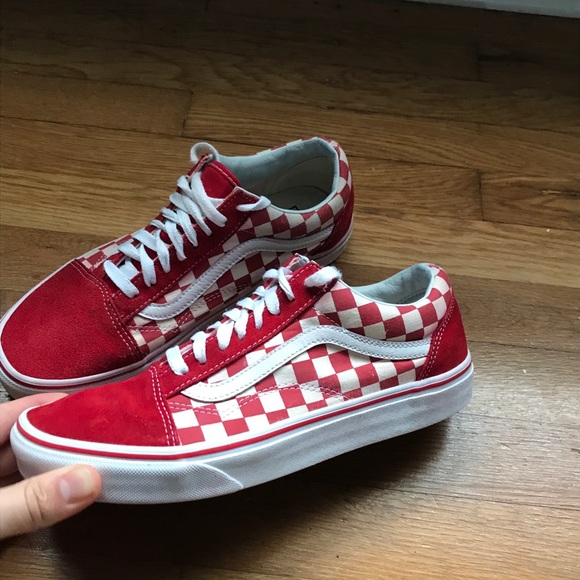 red checkered shoes